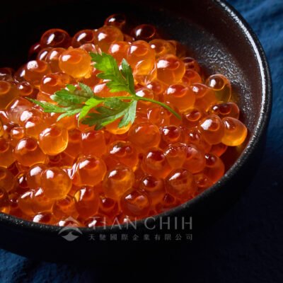 Pink salmon roe soaked in Japanese soy sauce