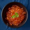 Pink salmon roe soaked in Japanese soy sauce